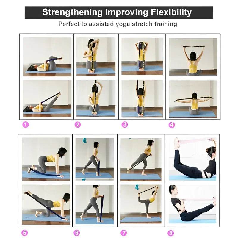 Elastic Yoga Resistance Stretching Belt With Loops - Sleep Galleria