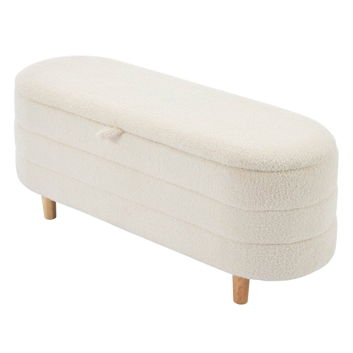 Elegant Upholstered Sherpa Fabric Storage Ottoman Bench - Sleep Galleria