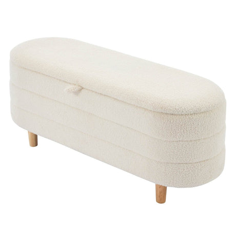 Elegant Upholstered Sherpa Fabric Storage Ottoman Bench - Serenova - Sleep Galleria