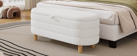 Elegant Upholstered Sherpa Fabric Storage Ottoman Bench - Serenova - Sleep Galleria