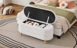 Elegant Upholstered Sherpa Fabric Storage Ottoman Bench - Sleep Galleria