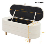 Elegant Upholstered Sherpa Fabric Storage Ottoman Bench - Sleep Galleria