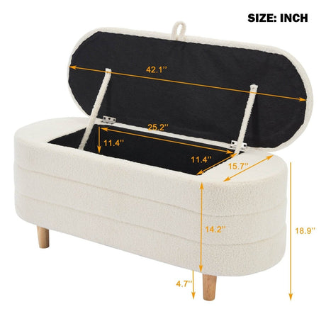 Elegant Upholstered Sherpa Fabric Storage Ottoman Bench - Serenova - Sleep Galleria