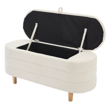 Elegant Upholstered Sherpa Fabric Storage Ottoman Bench - Serenova - Sleep Galleria