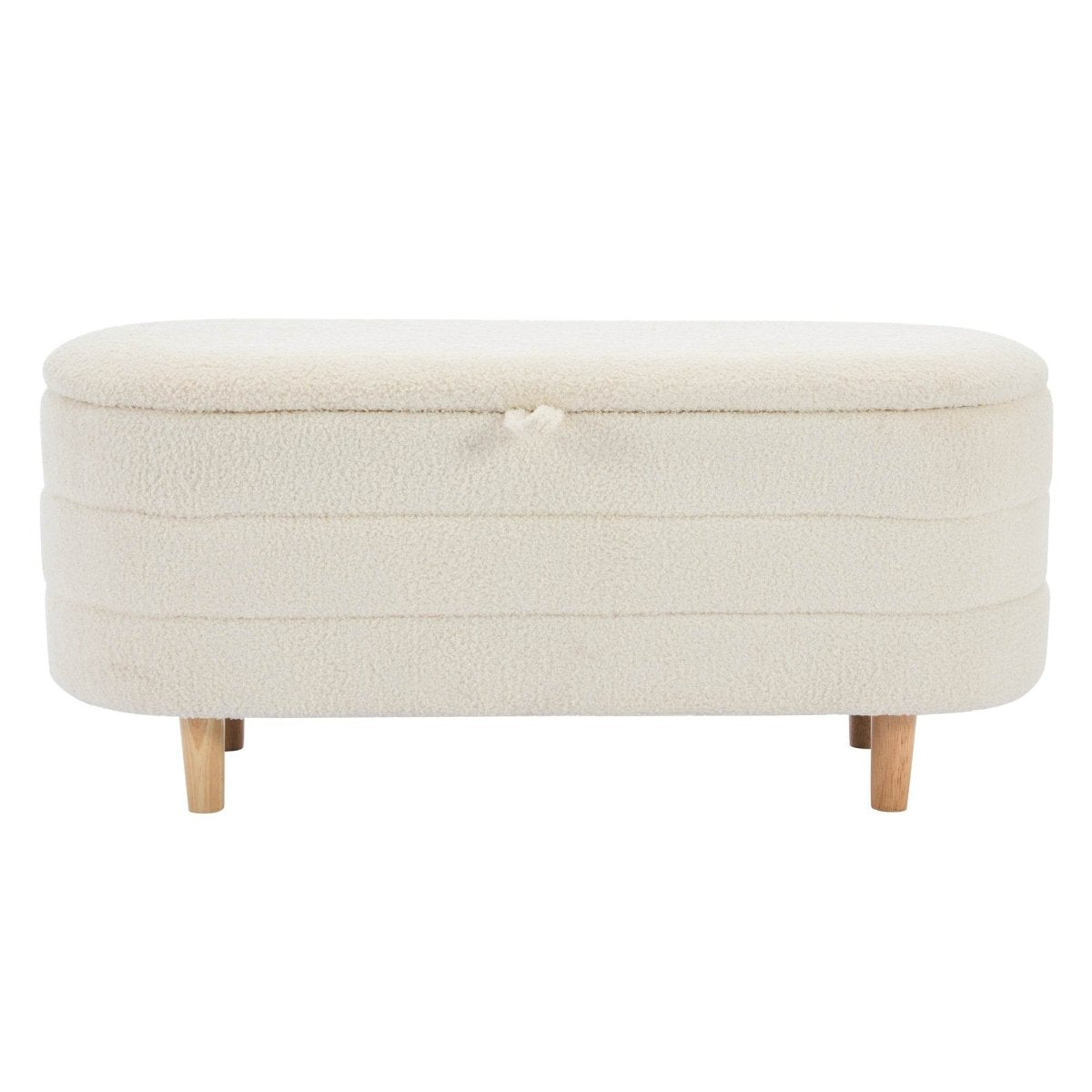 Elegant Upholstered Sherpa Fabric Storage Ottoman Bench - Sleep Galleria
