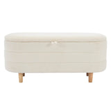 Elegant Upholstered Sherpa Fabric Storage Ottoman Bench - Sleep Galleria