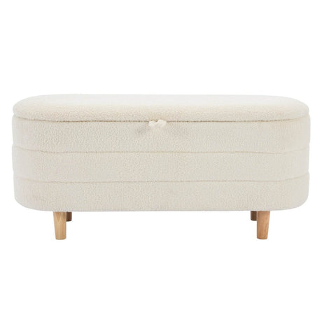 Elegant Upholstered Sherpa Fabric Storage Ottoman Bench - Serenova - Sleep Galleria