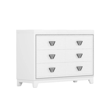 Elegant White MDF Metal 6-Drawer Storage Dresser - Sleep Galleria