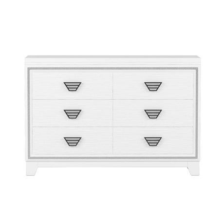 Elegant White MDF Metal 6-Drawer Storage Dresser - Sleep Galleria