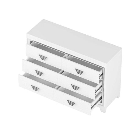 Elegant White MDF Metal 6-Drawer Storage Dresser - Sleep Galleria