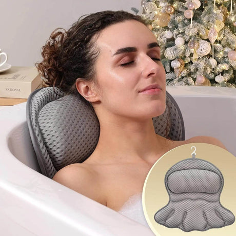 Extra Soft 4D Mesh Bath Pillow With Suction Cups - Sleep Galleria