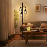 Farmhouse Industrial Metal Floor Lamp With 3 Cage Shades - Serenova - Sleep Galleria