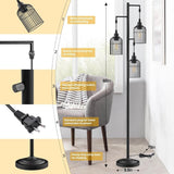 Farmhouse Industrial Metal Floor Lamp With 3 Cage Shades - Serenova - Sleep Galleria
