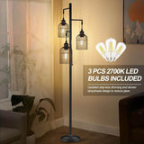 Farmhouse Industrial Metal Floor Lamp With 3 Cage Shades - Serenova - Sleep Galleria