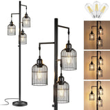 Farmhouse Industrial Metal Floor Lamp With 3 Cage Shades - Serenova - Sleep Galleria