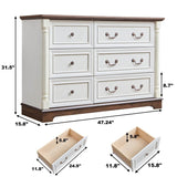 Farmhouse Style 6-Drawer Walnut MDF Dresser Chest - Sleep Galleria