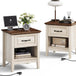 Farmhouse Wood Nightstand With Type-C Charging Station - Sleep Galleria