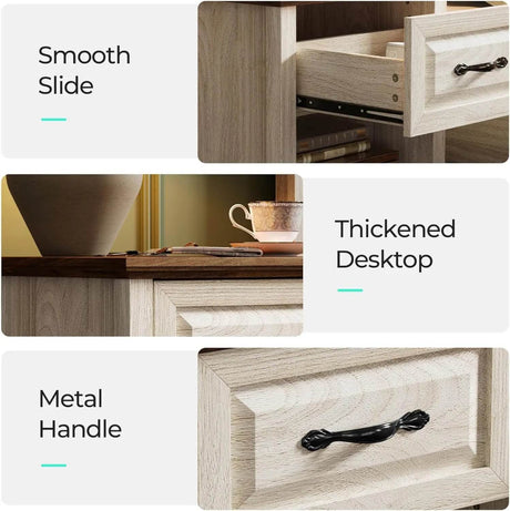 Farmhouse Wood Nightstand With Type-C Charging Station - Sleep Galleria