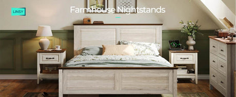 Farmhouse Wood Nightstand With Type-C Charging Station - Sleep Galleria