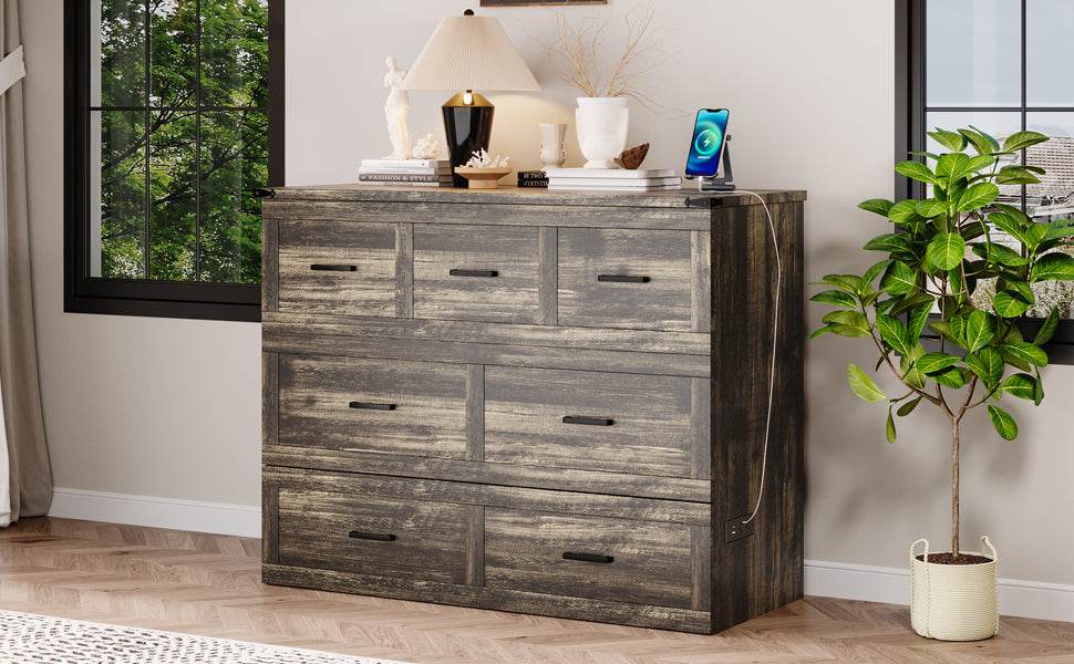 Full Size Murphy Bed Cabinet With Charging Station - Sleep Galleria