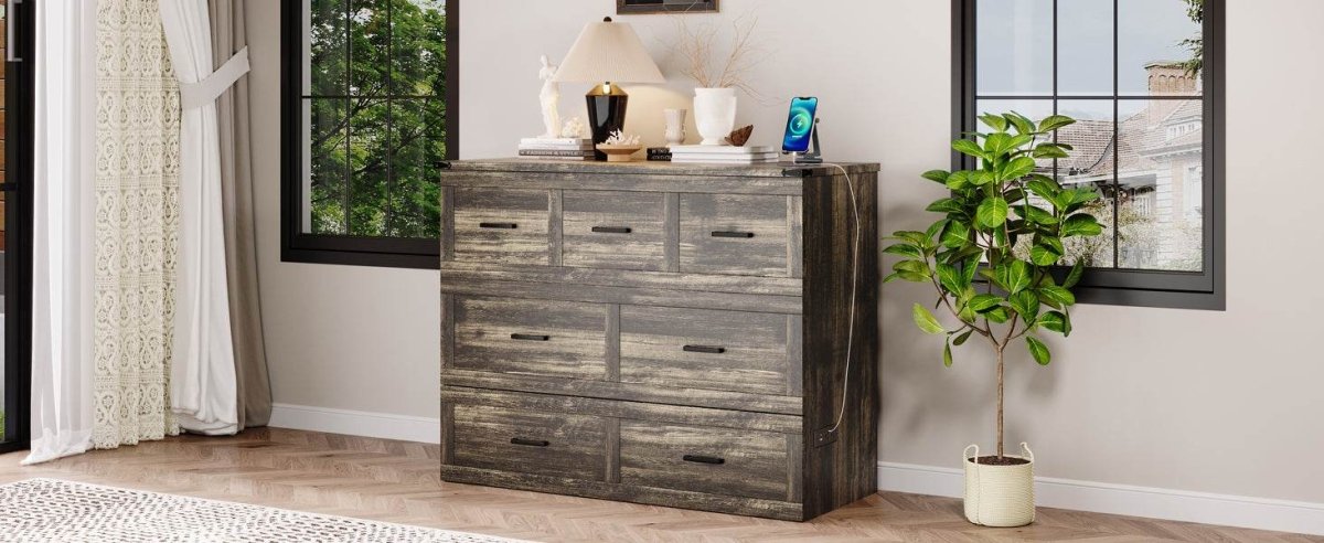 Full Size Murphy Bed Cabinet With Charging Station - Sleep Galleria