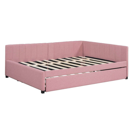 Full Upholstered Linen Daybed With Twin Trundle - Serenova - Sleep Galleria