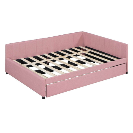 Full Upholstered Linen Daybed With Twin Trundle - Serenova - Sleep Galleria