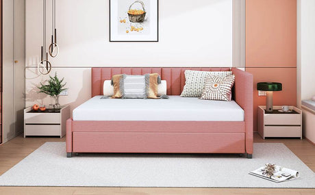 Full Upholstered Linen Daybed With Twin Trundle - Serenova - Sleep Galleria