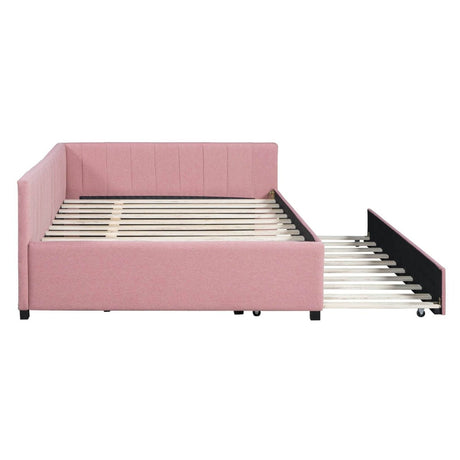 Full Upholstered Linen Daybed With Twin Trundle - Serenova - Sleep Galleria