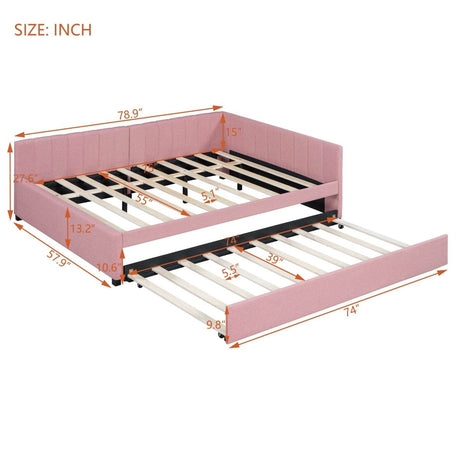 Full Upholstered Linen Daybed With Twin Trundle - Serenova - Sleep Galleria