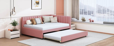 Full Upholstered Linen Daybed With Twin Trundle - Serenova - Sleep Galleria