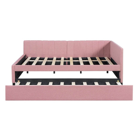 Full Upholstered Linen Daybed With Twin Trundle - Serenova - Sleep Galleria
