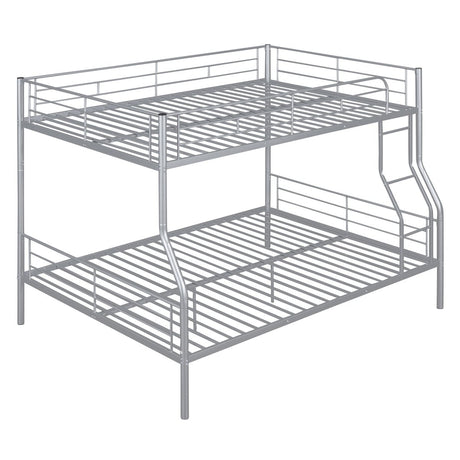 Full XL Over Queen Iron Metal Bunk Bed Silver Finish - Serenova - Sleep Galleria