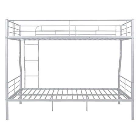 Full XL Over Queen Iron Metal Bunk Bed Silver Finish - Serenova - Sleep Galleria