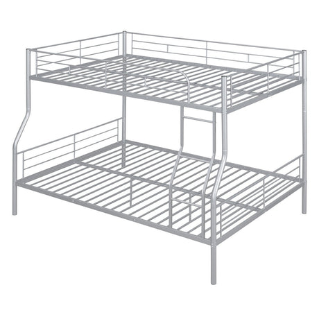 Full XL Over Queen Iron Metal Bunk Bed Silver Finish - Serenova - Sleep Galleria