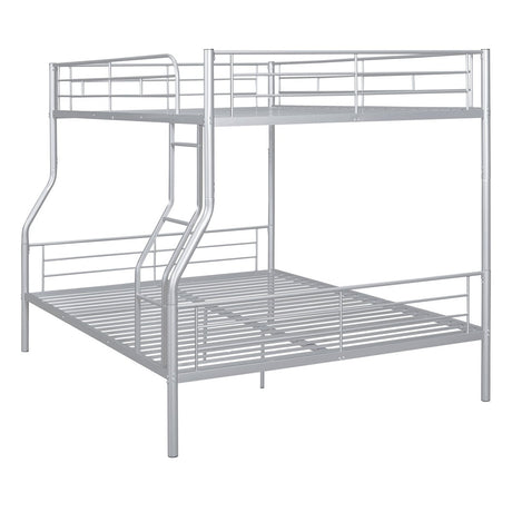 Full XL Over Queen Iron Metal Bunk Bed Silver Finish - Serenova - Sleep Galleria