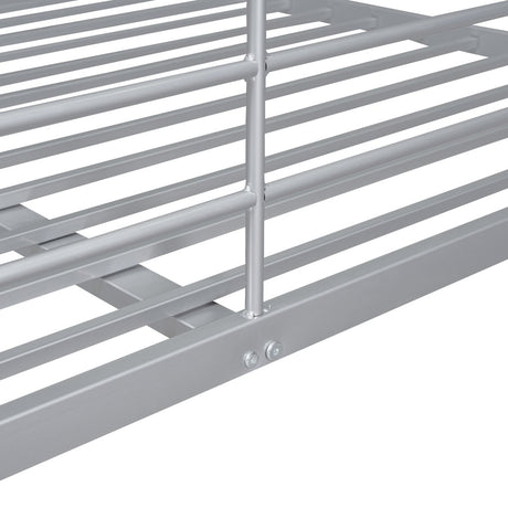 Full XL Over Queen Iron Metal Bunk Bed Silver Finish - Serenova - Sleep Galleria