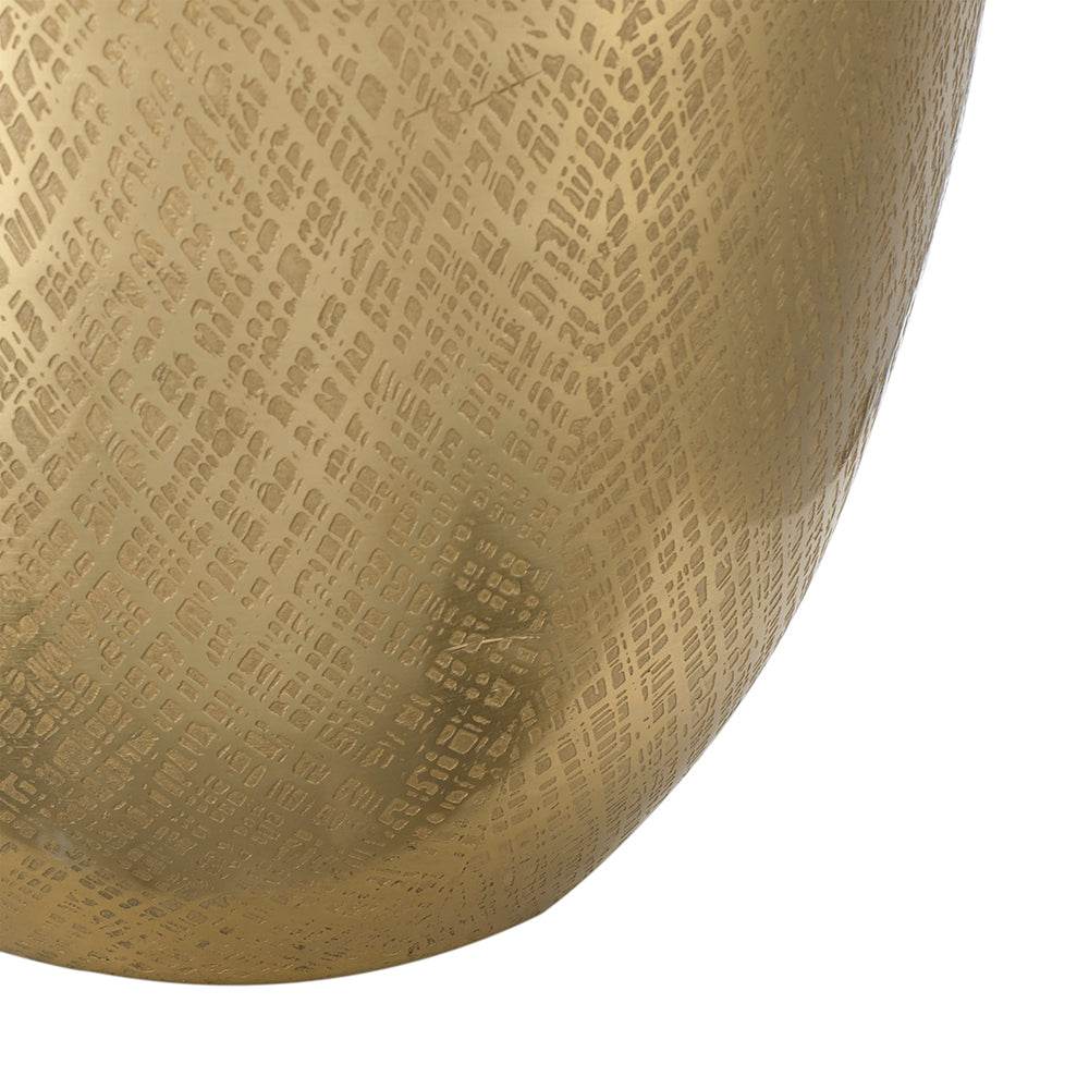 Gold Aluminum Round Table Lamp With White Fabric Shade - Serenova - Sleep Galleria