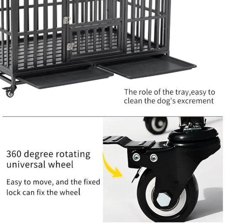 Heavy Duty 52-Inch Carbon Steel Dog Crate With Wheels - Sleep Galleria