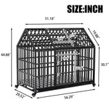 Heavy Duty 52-Inch Carbon Steel Dog Crate With Wheels - Sleep Galleria