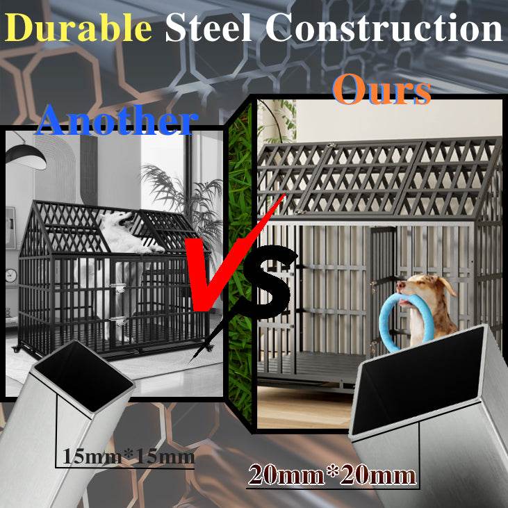 Heavy Duty 52-Inch Carbon Steel Dog Crate With Wheels - Sleep Galleria
