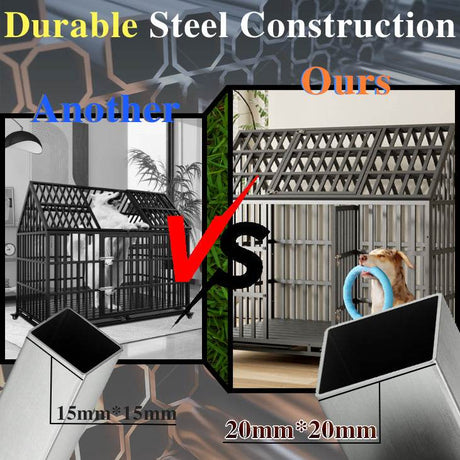 Heavy Duty 52-Inch Carbon Steel Dog Crate With Wheels - Sleep Galleria