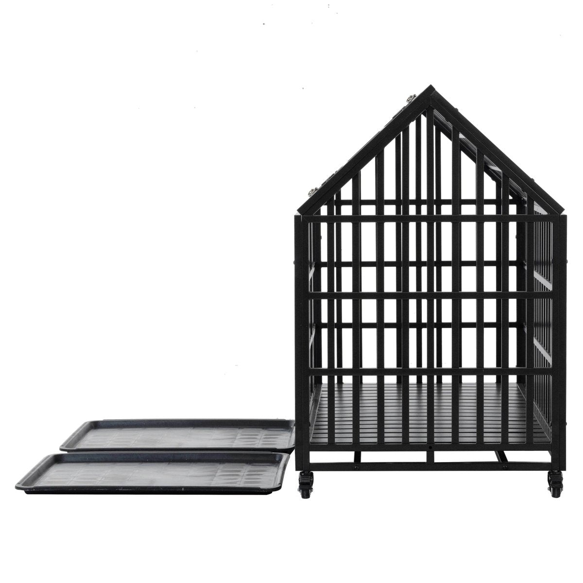 Heavy Duty 52-Inch Carbon Steel Dog Crate With Wheels - Sleep Galleria