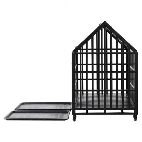 Heavy Duty 52-Inch Carbon Steel Dog Crate With Wheels - Sleep Galleria