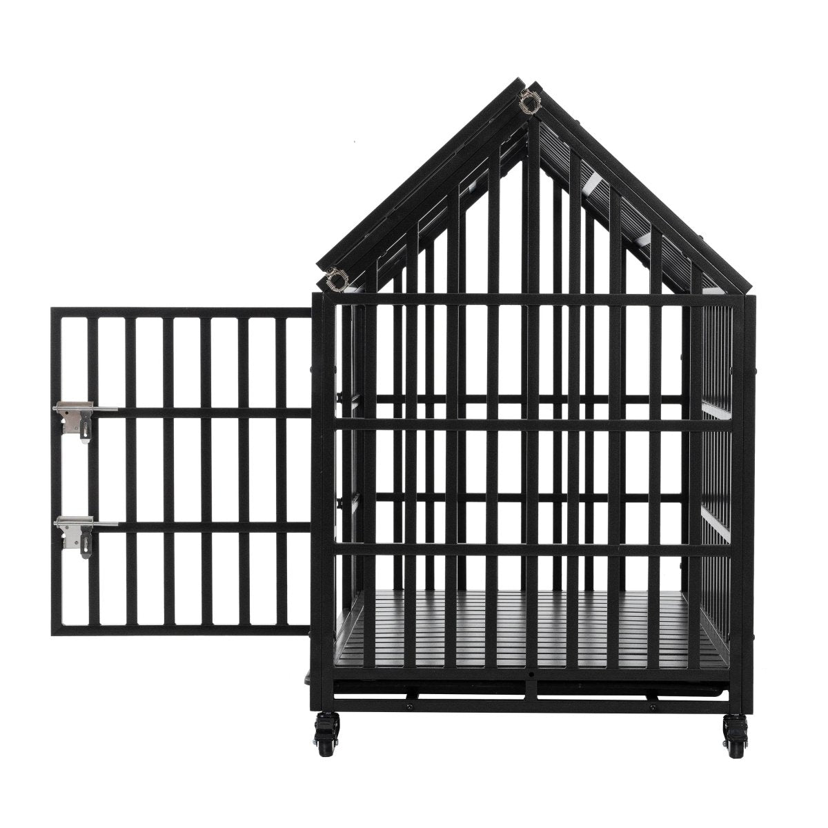 Heavy Duty 52-Inch Carbon Steel Dog Crate With Wheels - Sleep Galleria