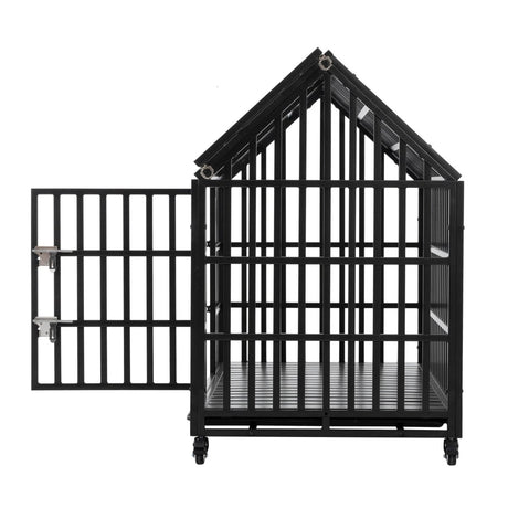 Heavy Duty 52-Inch Carbon Steel Dog Crate With Wheels - Sleep Galleria