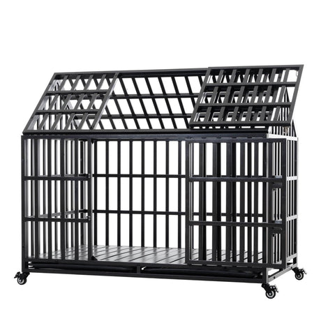 Heavy Duty 52-Inch Carbon Steel Dog Crate With Wheels - Sleep Galleria