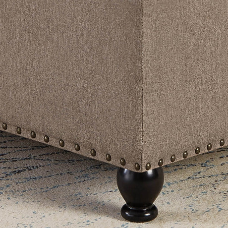 Linen Upholstered Square Storage Ottoman With Tufted Top - Serenova - Sleep Galleria