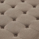 Linen Upholstered Square Storage Ottoman With Tufted Top - Sleep Galleria