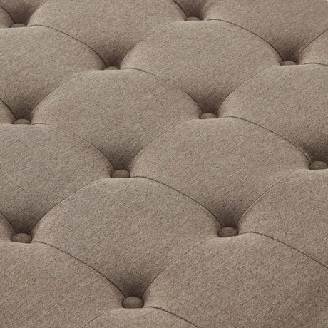 Linen Upholstered Square Storage Ottoman With Tufted Top - Serenova - Sleep Galleria
